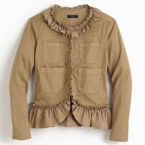 J.Crew Tan Ruffle Chino Jacket, Size 6
